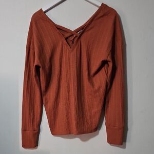 Love Riche Terracotta V-Neck Blouse